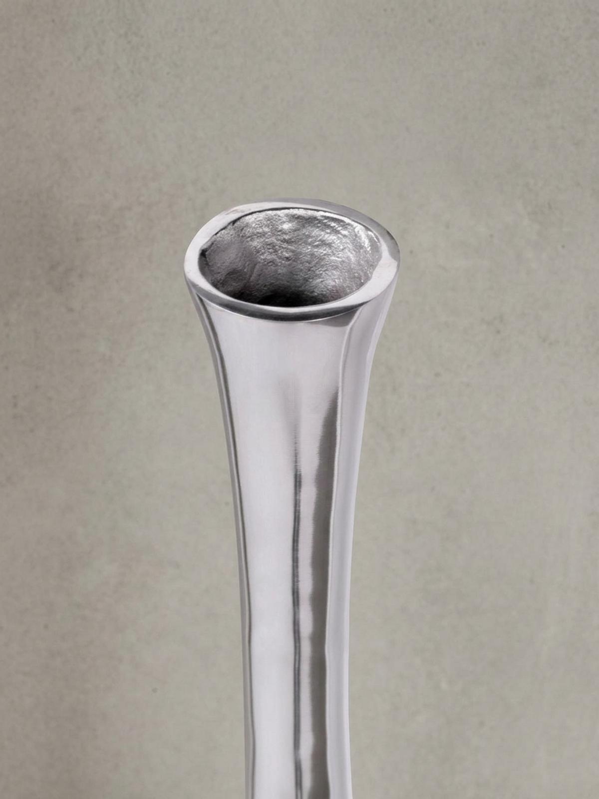 VASE Aluminium Modern Stil Modell BOTTLE S Silber mit einer Öffnung - Silberfarben, Metall (100cm) - KADIMA DESIGN