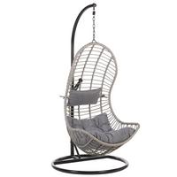 HÄNGESESSEL mit Gestell PE Rattan grau 97 cm Pineto - Grau, Kunststoff (80/199/97cm) - Beliani