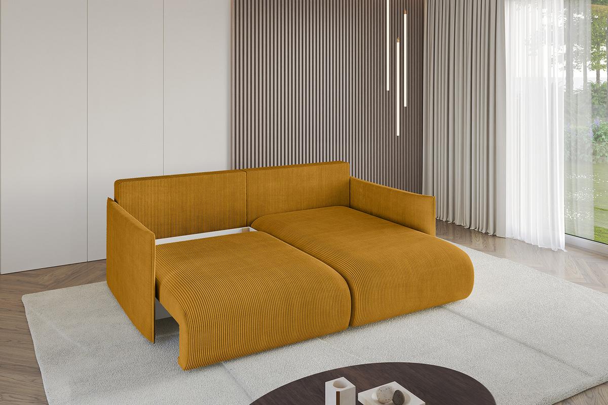 ECKSOFA Ottomane rechts ONESK-L 216x177x72 Senfgelb Cord - Currygelb, Holzwerkstoff/Kunststoff (177/216cm) - ALTDECOR