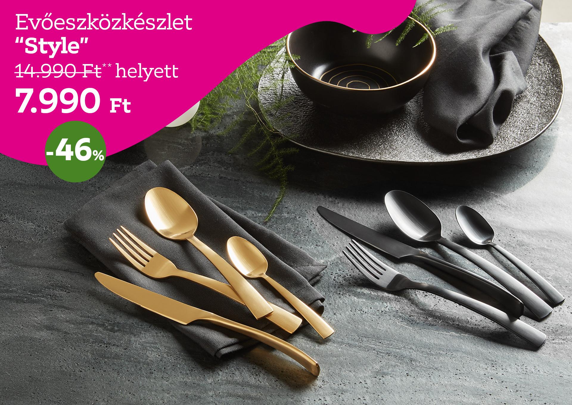 Evőeszközkészlet STYLE 14990 Forint helyett 7990 Forint, kedvezmény mértéke 46%