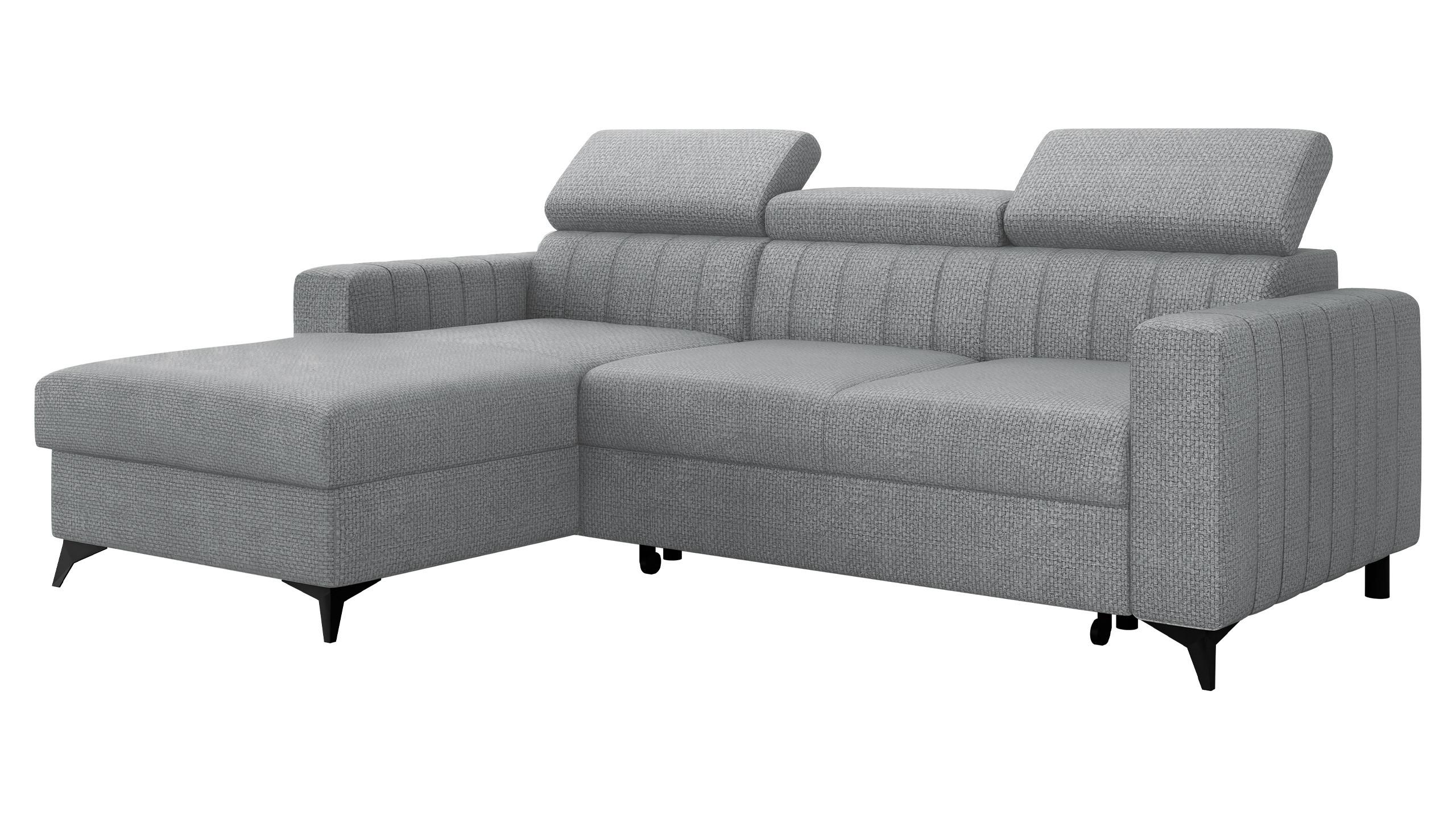 ECKSOFA Milano, Seite: Links LC+2R - Dunkelgrau/Schwarz, Holz/Textil (236/172cm) - MIRJAN24