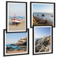 BILDER SET 4er Set - 50x50 cm & 40x60 cm Schwarzer Rahmen - Ansichten von Griechenland, Łódź, Häuser - Schwarz, Kunststoff (50/50cm) - TULUP