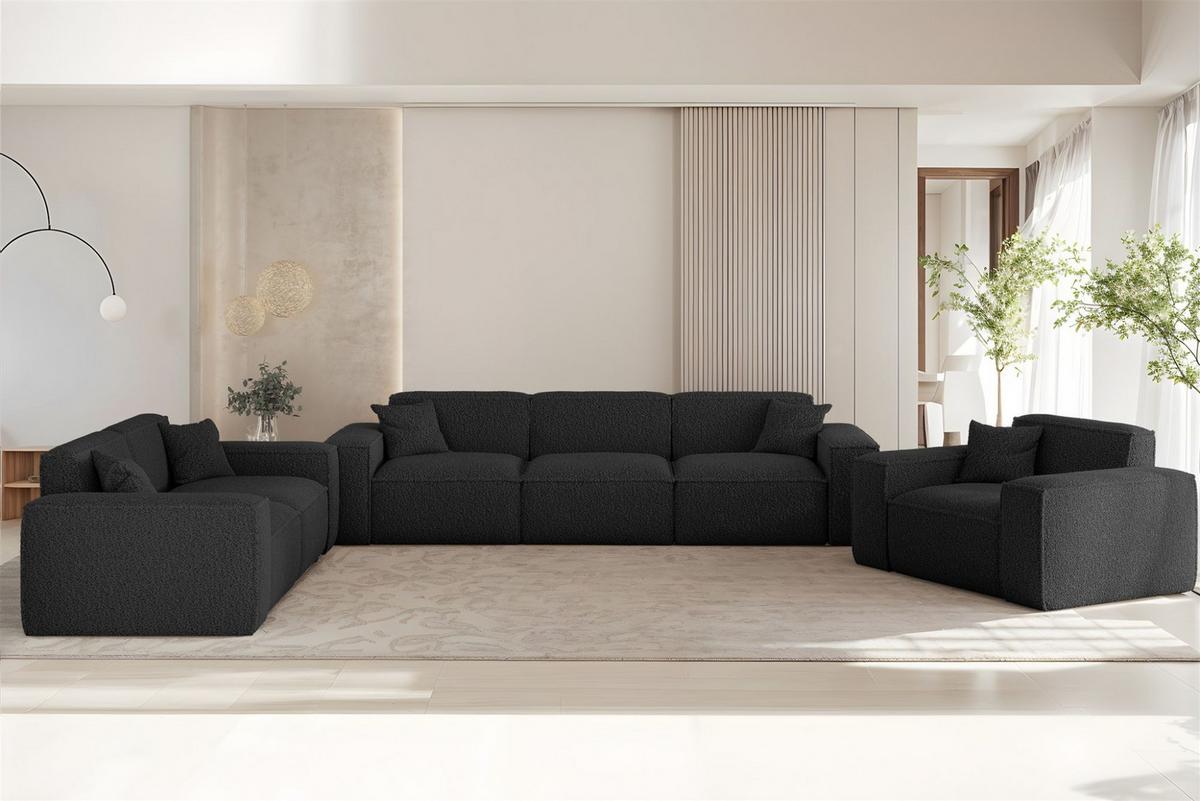 SOFA 3-sitzer Celes Premium In Sven - Schwarz, Holzwerkstoff/Textil (218/73/90cm) - Fun Möbel