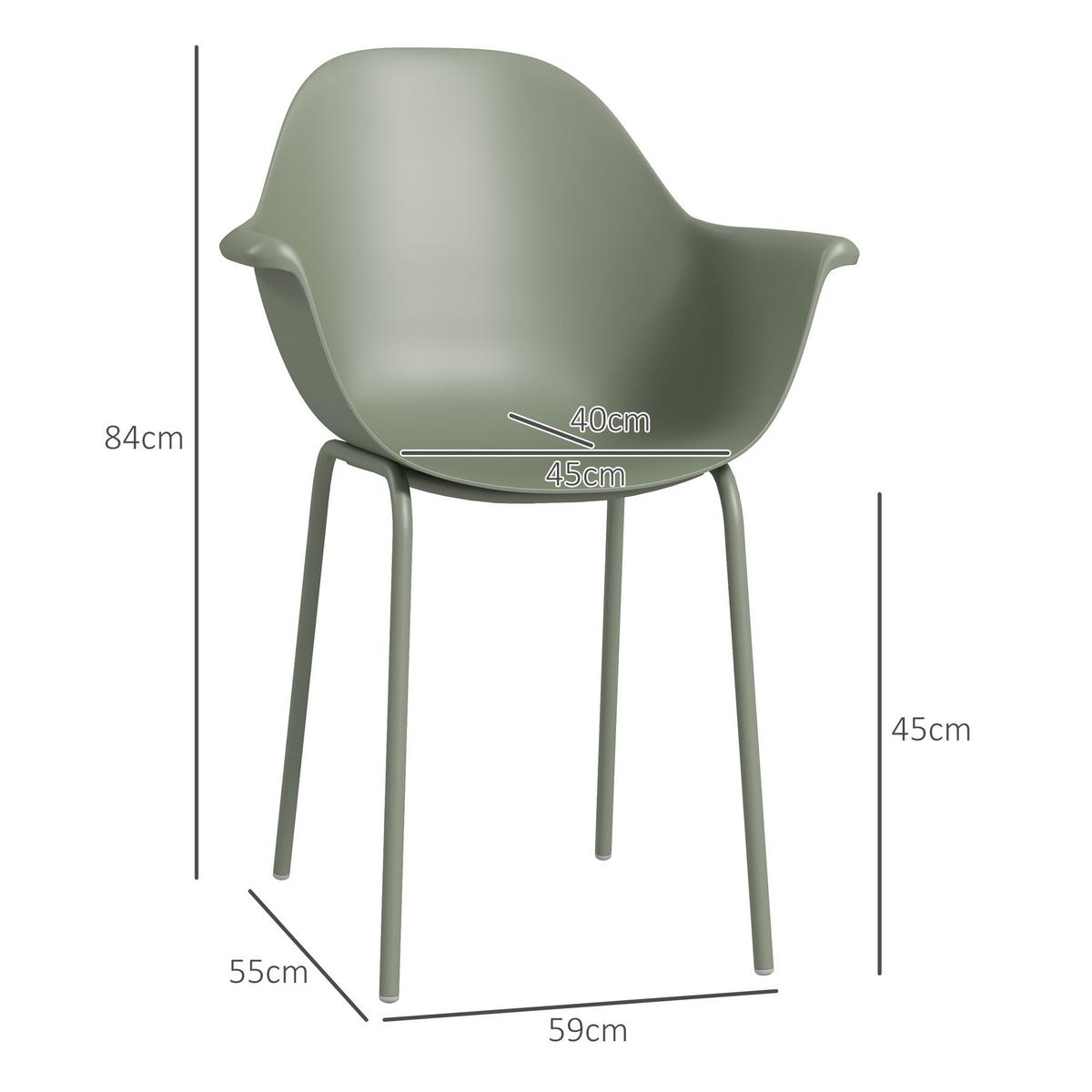 GARTENSTUHL, Stahl, Kunststoff, Grün - Grün, Metall (55/84/59cm) - Outsunny