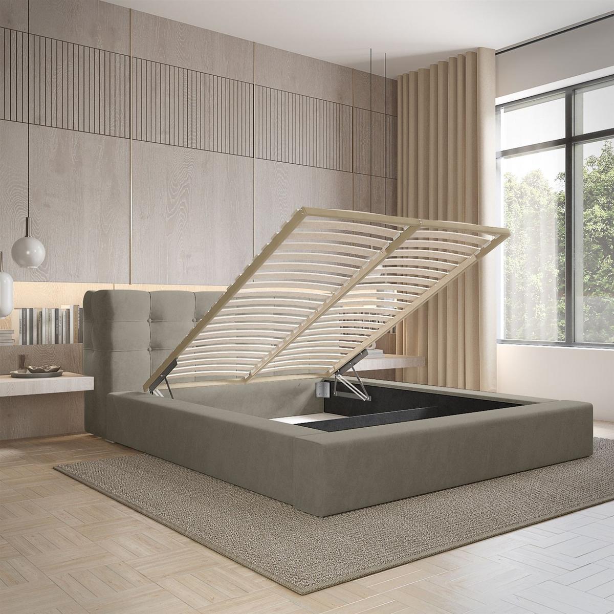 POLSTERBETT Antonio Stoff Ditra - Beige, Holzwerkstoff/Textil (160/200cm) - Fun Möbel