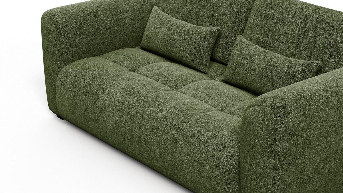 SOFA SORENO 3-Sitzer, dunkelgrün - Dunkelgrün/Schwarz, Holz/Textil (214/94/114cm) - Wozimo