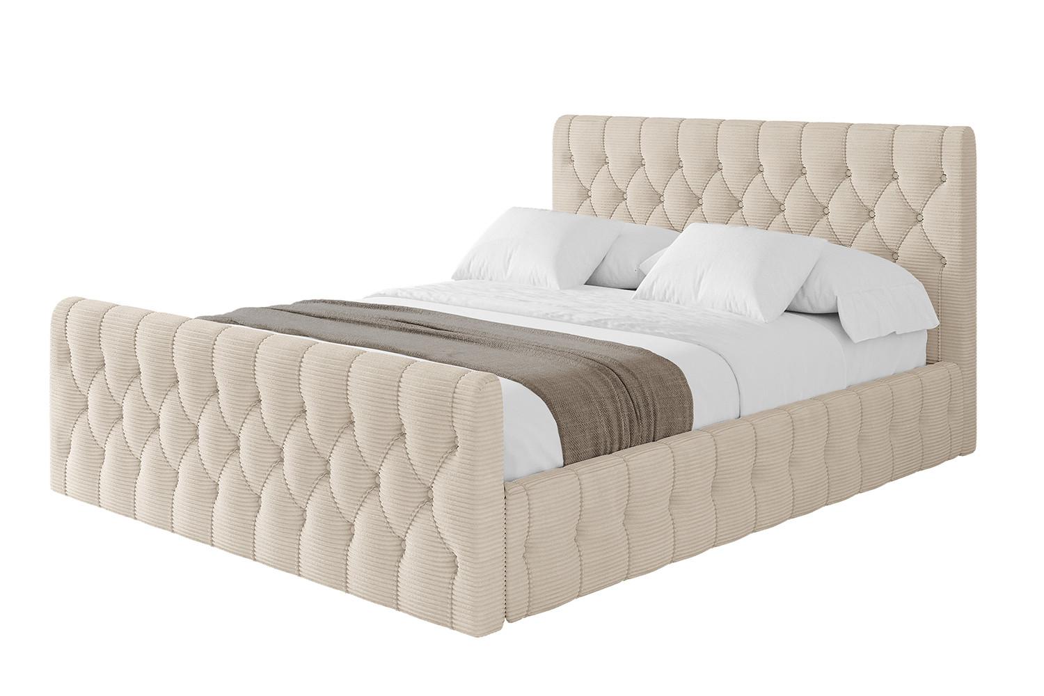 POLSTERBETT mit Bettkasten, Fußteil und Lattenrost, Boxbett ohne Matratze - LARO-Z 120x200 Beige - Creme, Holzwerkstoff/Textil (120/200cm) - ALTDECOR