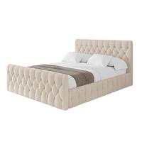 POLSTERBETT mit Bettkasten, Fußteil und Lattenrost, Boxbett mit Matratze H3/H4 - LARO-Z 180x200 Beige - Creme, Holzwerkstoff/Textil (180/200cm) - ALTDECOR