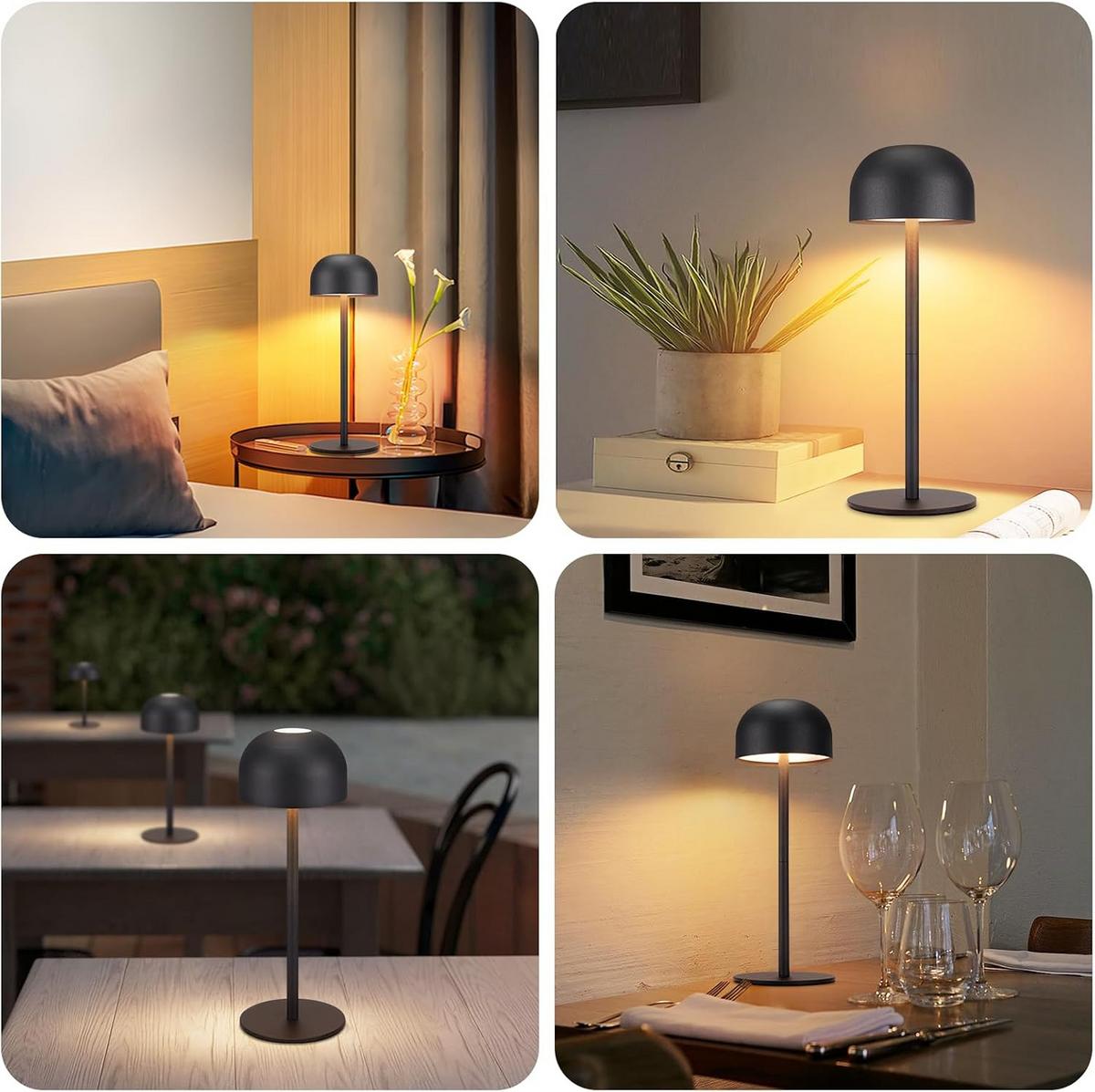 TISCHLAMPE Brilmarb 9/9/25 cm （2er-set） - Schwarz, Kunststoff/Metall (9/9/25cm) - ZMH