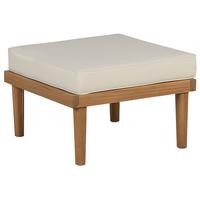 OTTOMANE Akazienholz hellbraun Auflage creme Baratti - Hellbraun/Beige, Holz (57/39/57cm) - Beliani