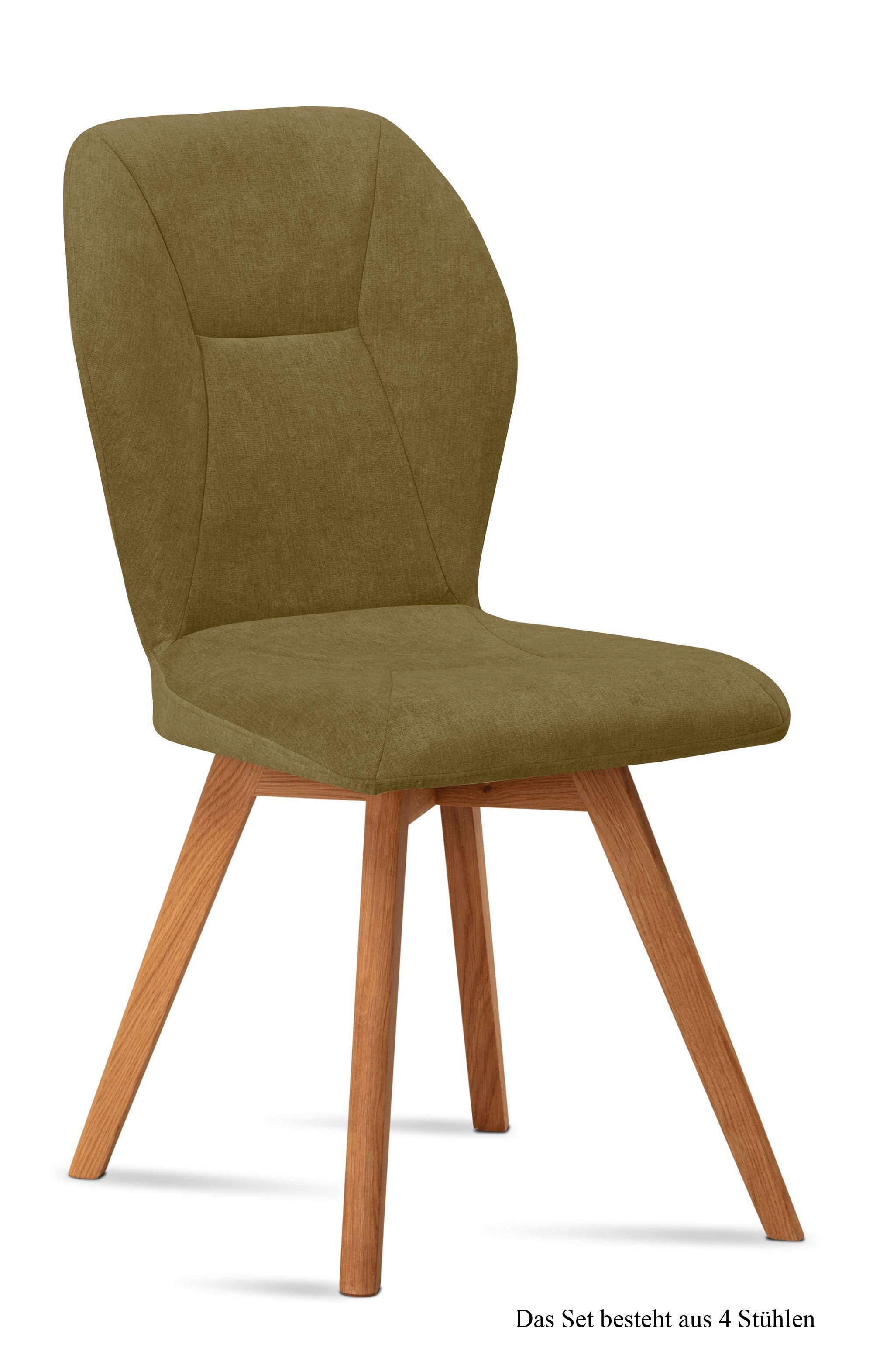 ESSZIMMERSTUHL (4er-Set) Donia 51x92x60 Eiche geölt/Olivgrün - Eichefarben/Olivgrün, Kunststoff (60/92/51cm) - 58aufmkessel