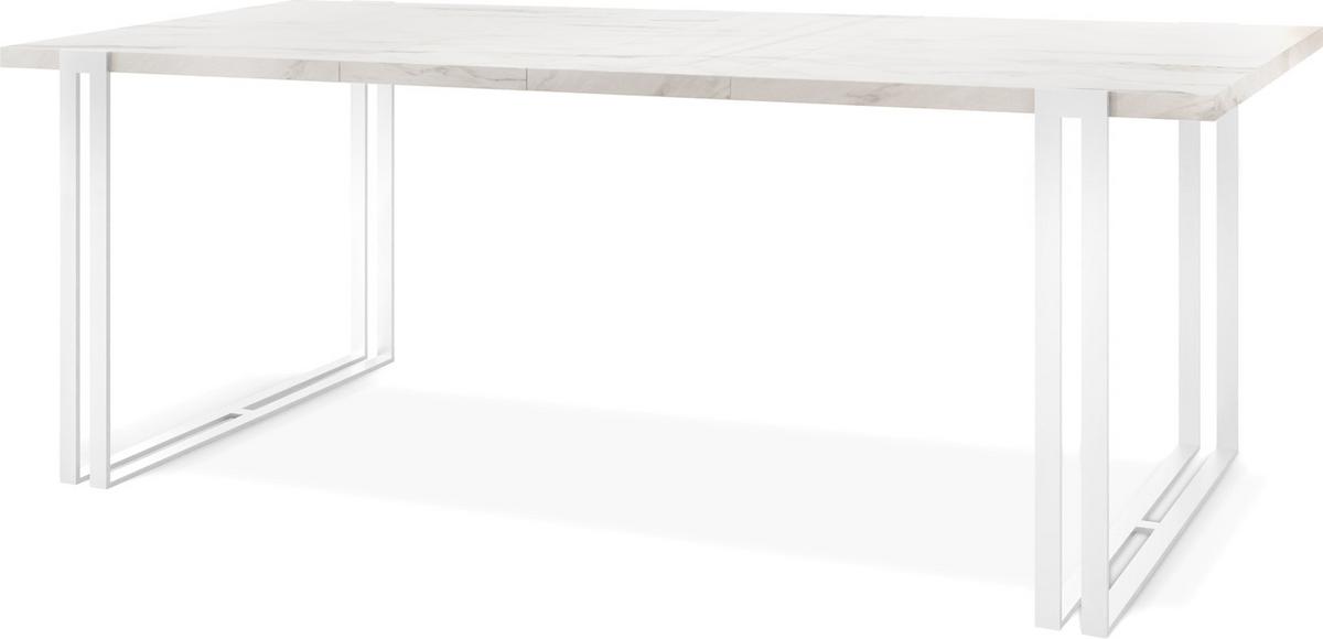 ESSTISCH Lilo rechteckig ausziehbar, Marmor Weiß 160-260/90/76 cm - Ecru/Weiß, Holzwerkstoff/Metall (90/260/76cm) - WFL GROUP