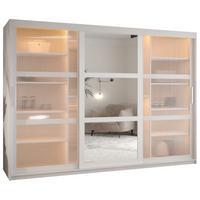 SCHWEBETÜRENSCHRANK 200/250/62 3-türig - Silberfarben/Weiß, Holz/Kunststoff (250/200/62cm) - Abiks Möbel