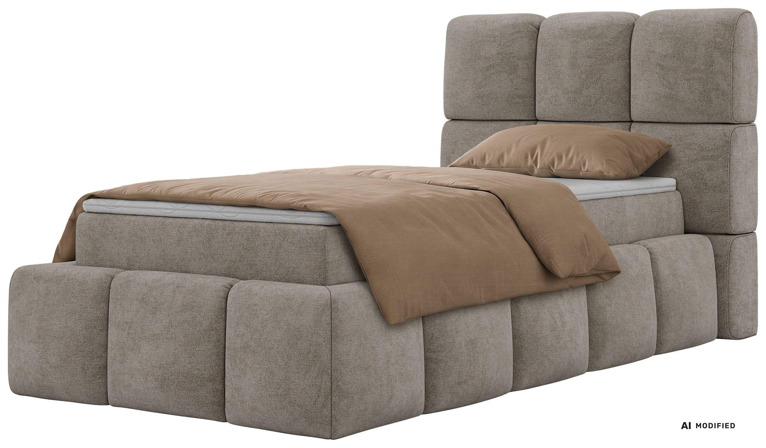 BOXBETT NIRA 90/200 - Greige Stukture - Topper Visco - H3 - Greige/Schwarz, Kunststoff/Textil (200/90cm) - MKS