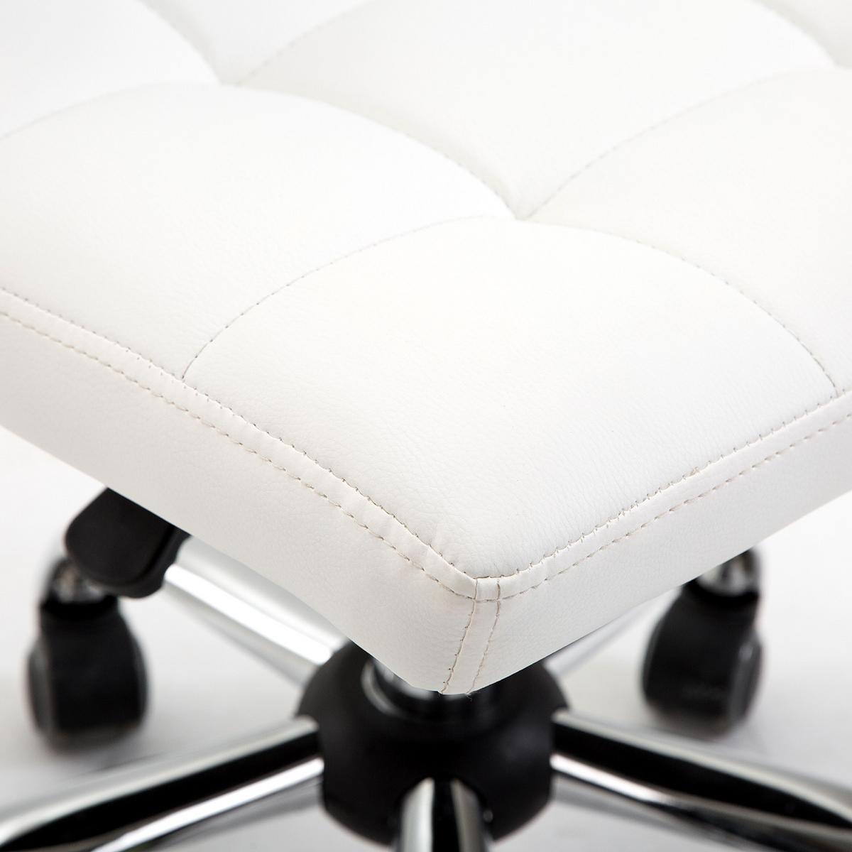 BÜROSTUHL, Ergonomischer Schreibtischstuhl ohne Armlehne für Büro, Kunstleder - Weiß, Kunststoff (46/92/51cm) - HOMCOM