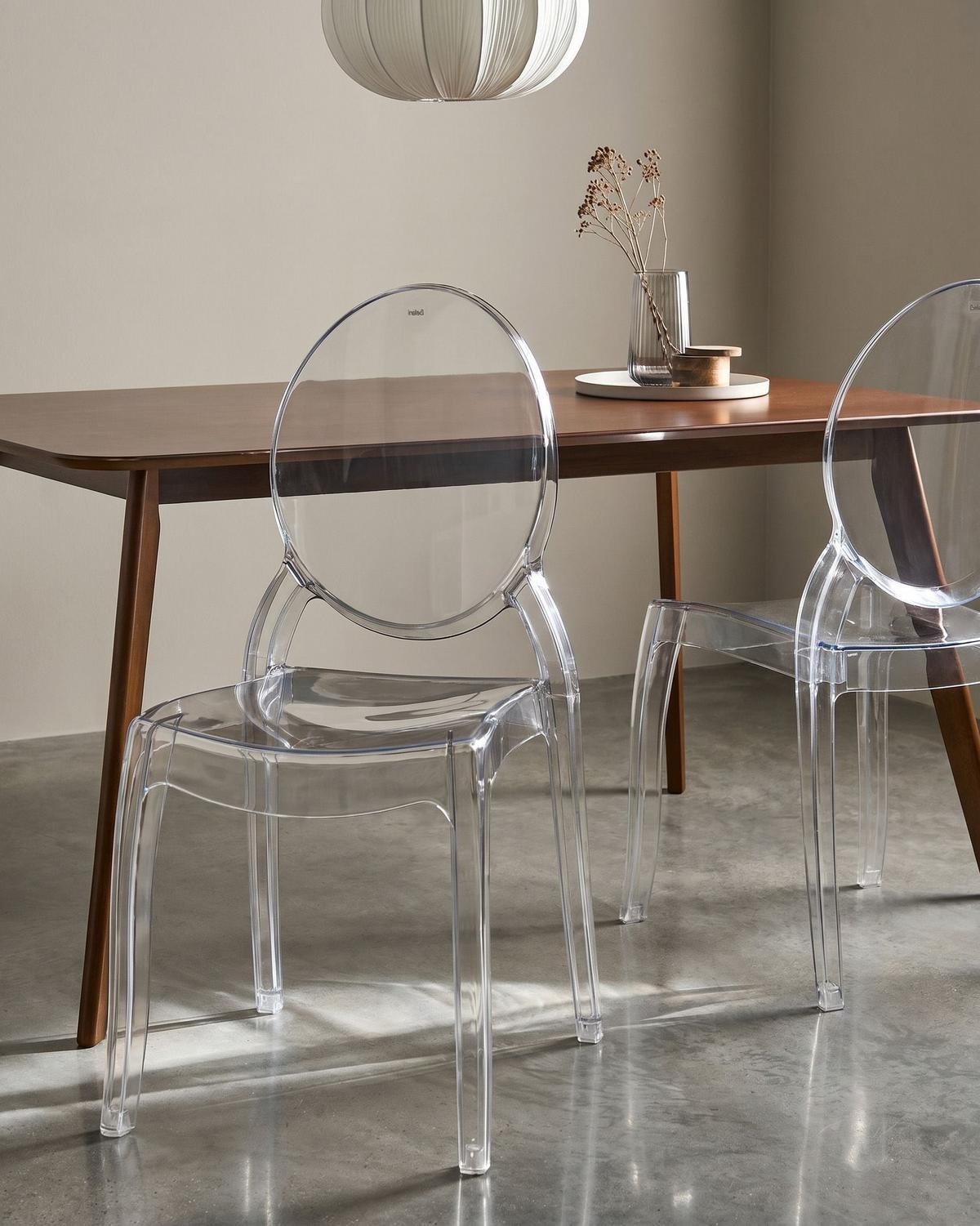 ESSZIMMERSTUHL 2er-Set Transparent Rulison - Transparent, Kunststoff (55/95/50cm) - Beliani