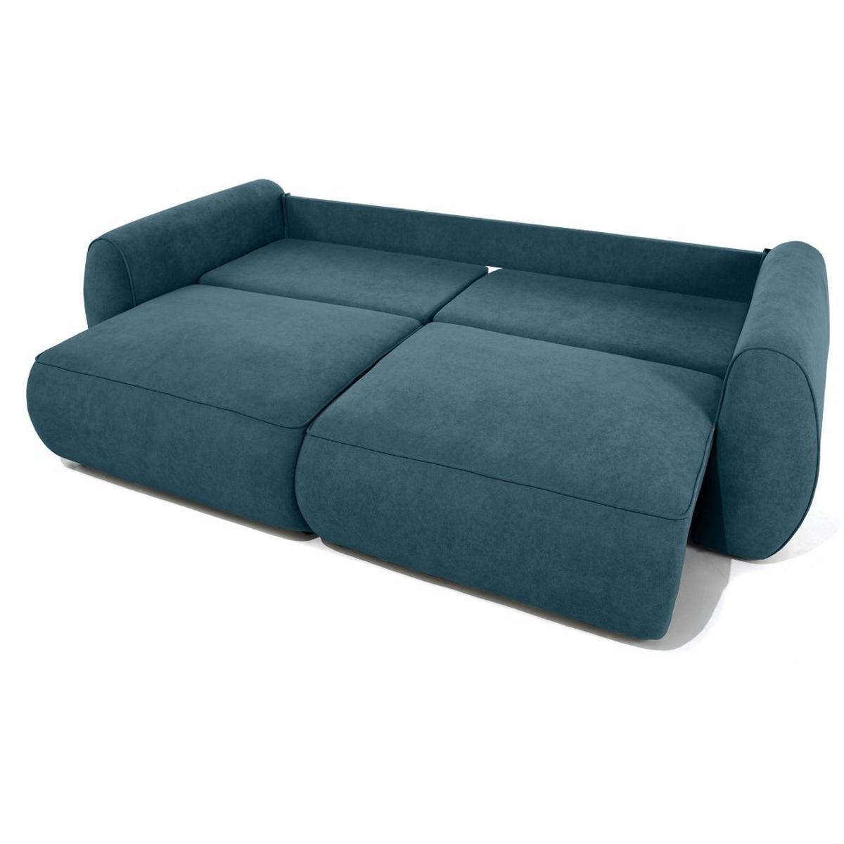 3-SITZER Schlafsofa Bravo mit Eckfunktion, mit zwei Bettkasten, Blau - Blau/Schwarz, Textil (257/96/110cm) - Beautysofa