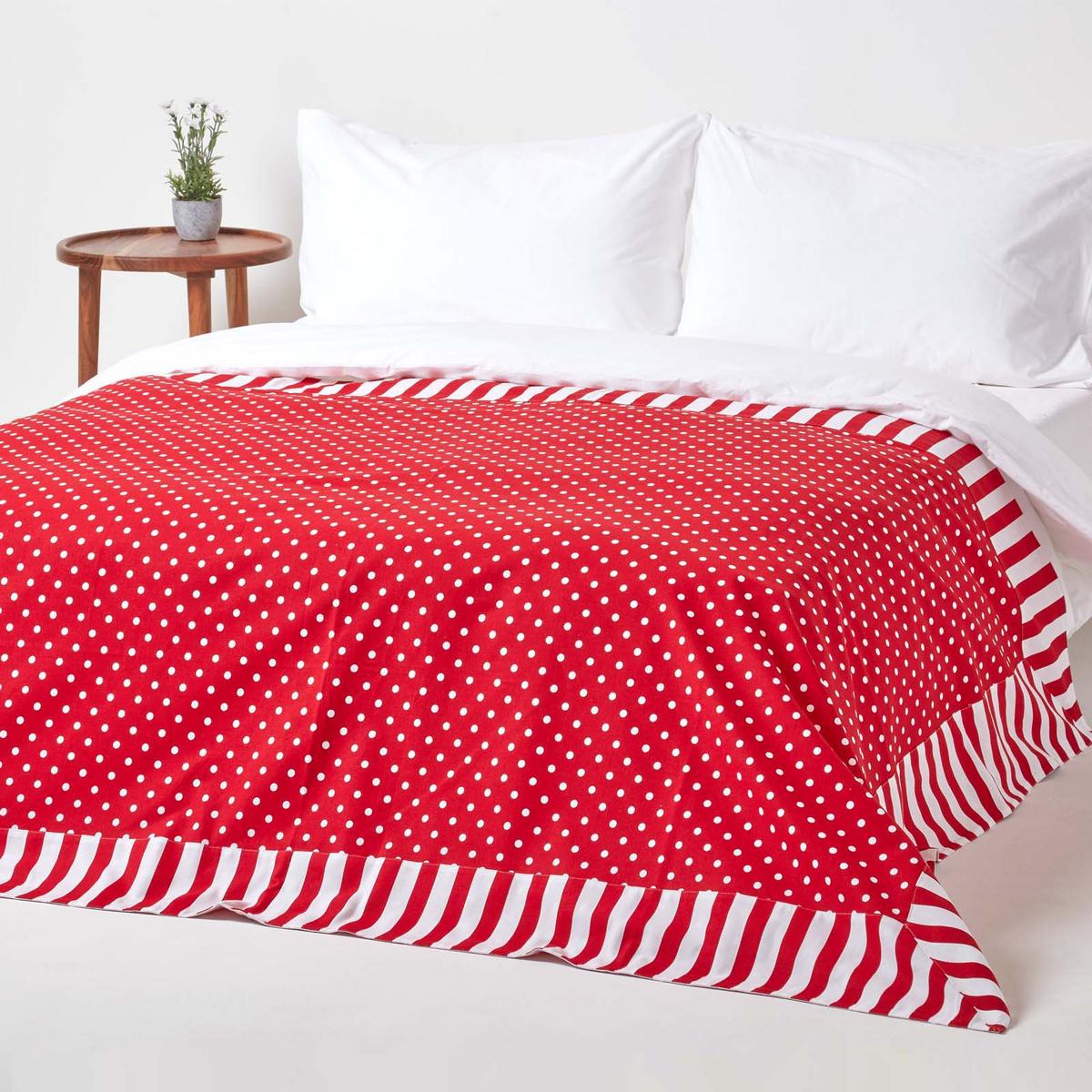 ÜBERWURF 150/200 cm, gepunktet, 100% Baumwolle - Rot, Textil (150/200cm) - Homescapes