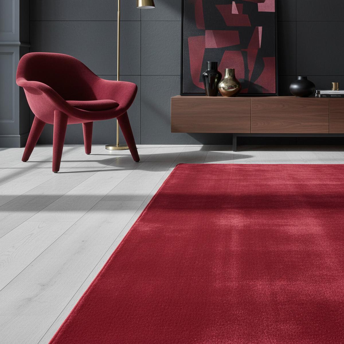 KURZFLORTEPPICH Waschbar ISAR, einfarbig, Rot, Ø 80 cm - Rot, Textil (80/80cm) - KADIMA DESIGN