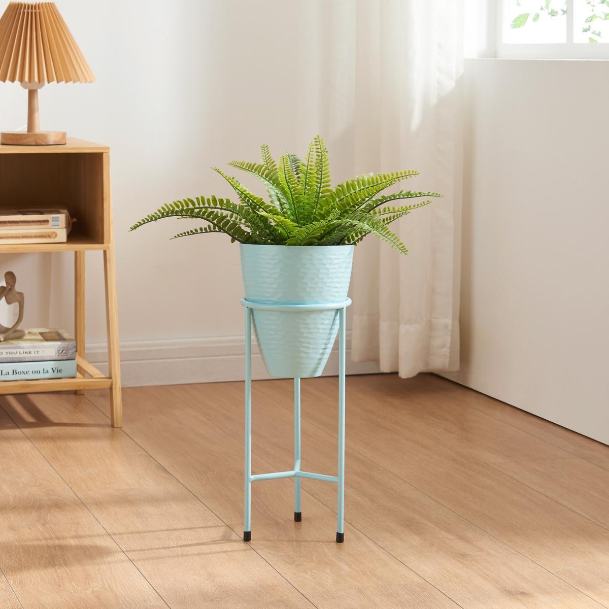 BLUMENSTÄNDER Asten - Hellblau, Metall (16/16/40.5cm) - [en.casa]