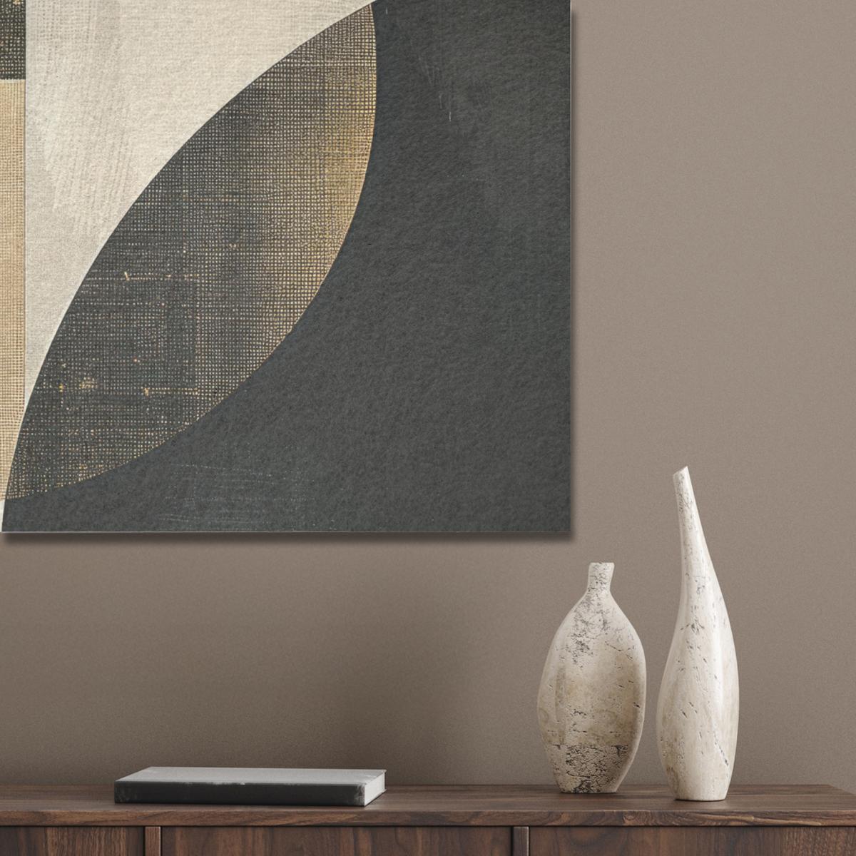 AKUSTIKBILD Abstrakt - Geometrische Formen - Schwarz - Gold Akustikpaneele 90x90 cm - Ecru, Kunststoff (90/90/0.9cm) - MuchoWow