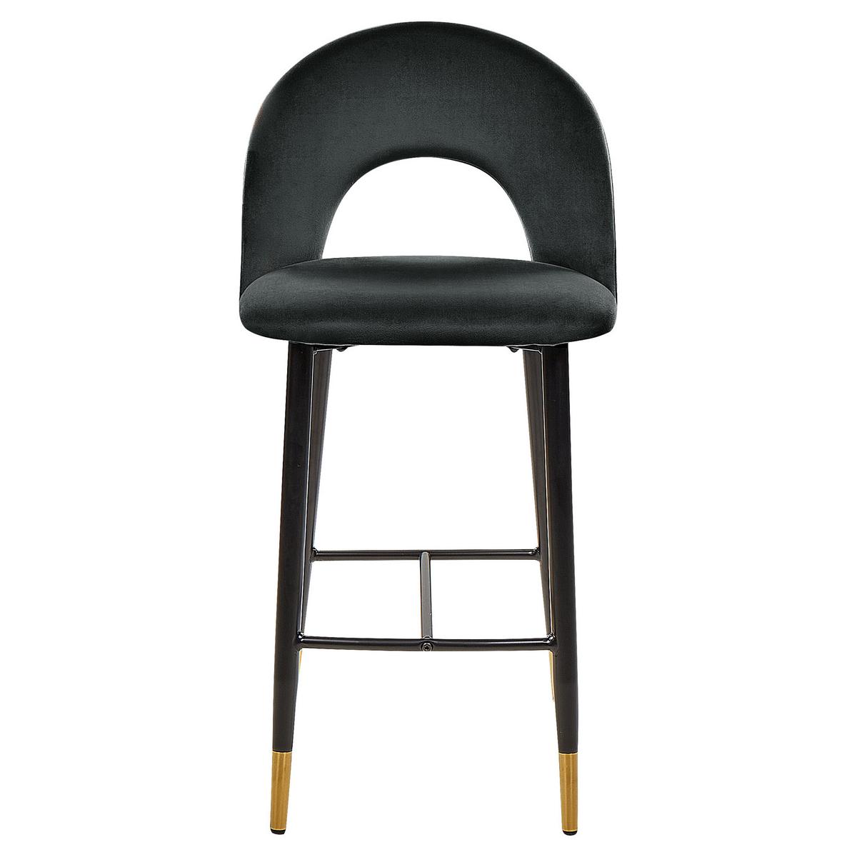 BARSTUHL 2er-Set Samtstoff Schwarz Falton - Schwarz, Textil/Metall (48/98/49cm) - Beliani