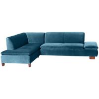 ECKSOFA mit Ottomane links Kaye Bezug Samtvelours Buche nussbaum dunkel / petrol - Blau, Kunststoff (190/270cm) - 58aufmkessel