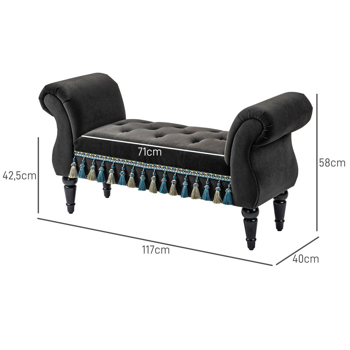 LUXUS Polsterbank, Schaumstoff, Dunkelgrau, 117 x 40 x 58 cm - Hellgrau, Kunststoff (40/58/117cm) - HOMCOM