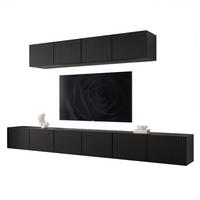 WOHNWAND ANGEL IV Schwarz hängend mit LED-Beleuchtung 300 cm - Schwarz, Holzwerkstoff (300/36/40cm) - Idohome