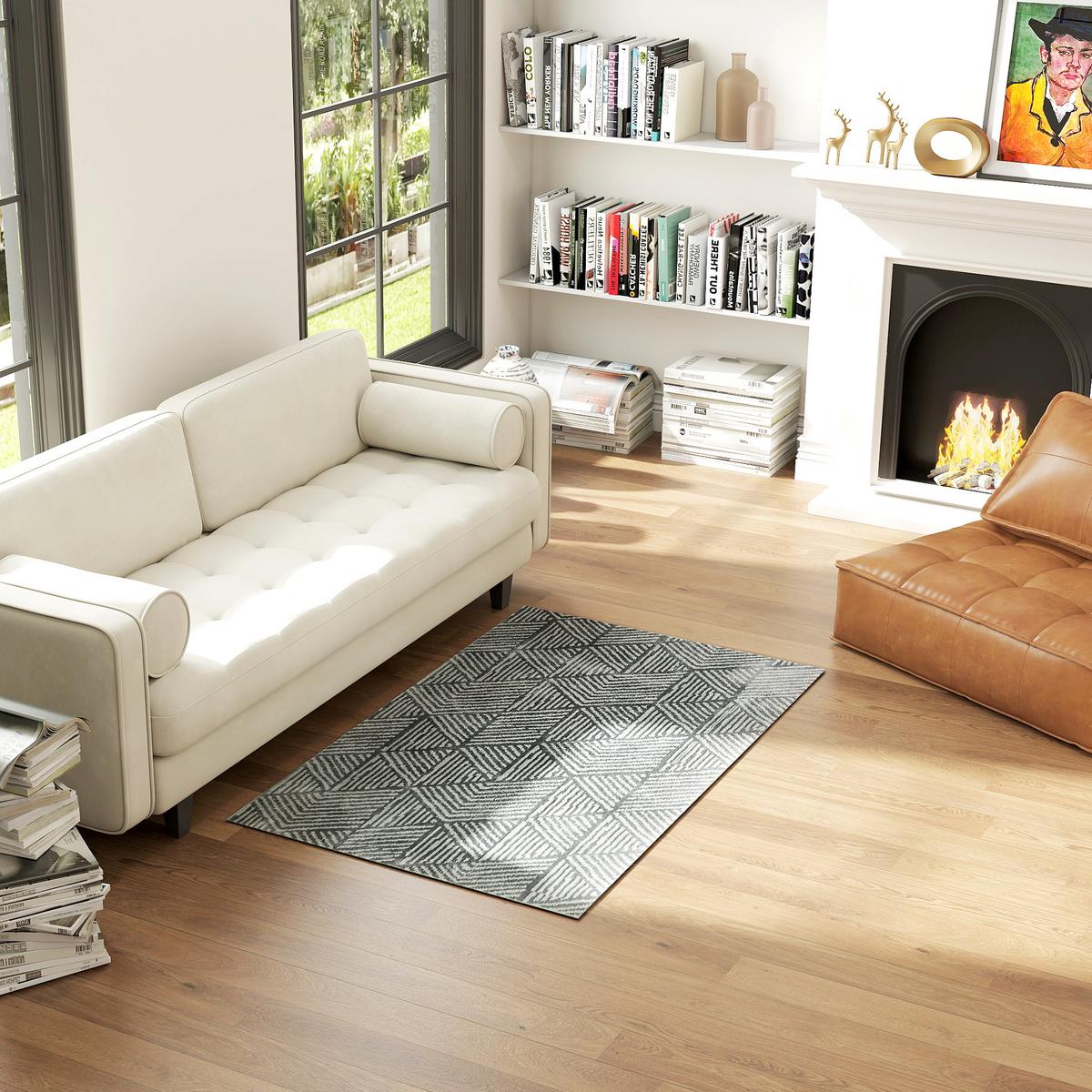 TEPPICH Polypropylen Dunkelgrau - Dunkelgrau, Kunststoff (80/150cm) - HOMCOM