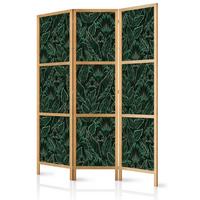 PARAVENT Japanischer 3-tlg 135x172 cm Gr ne Bl tter - Grün, Holz/Textil (135/172/3cm) - Muralo