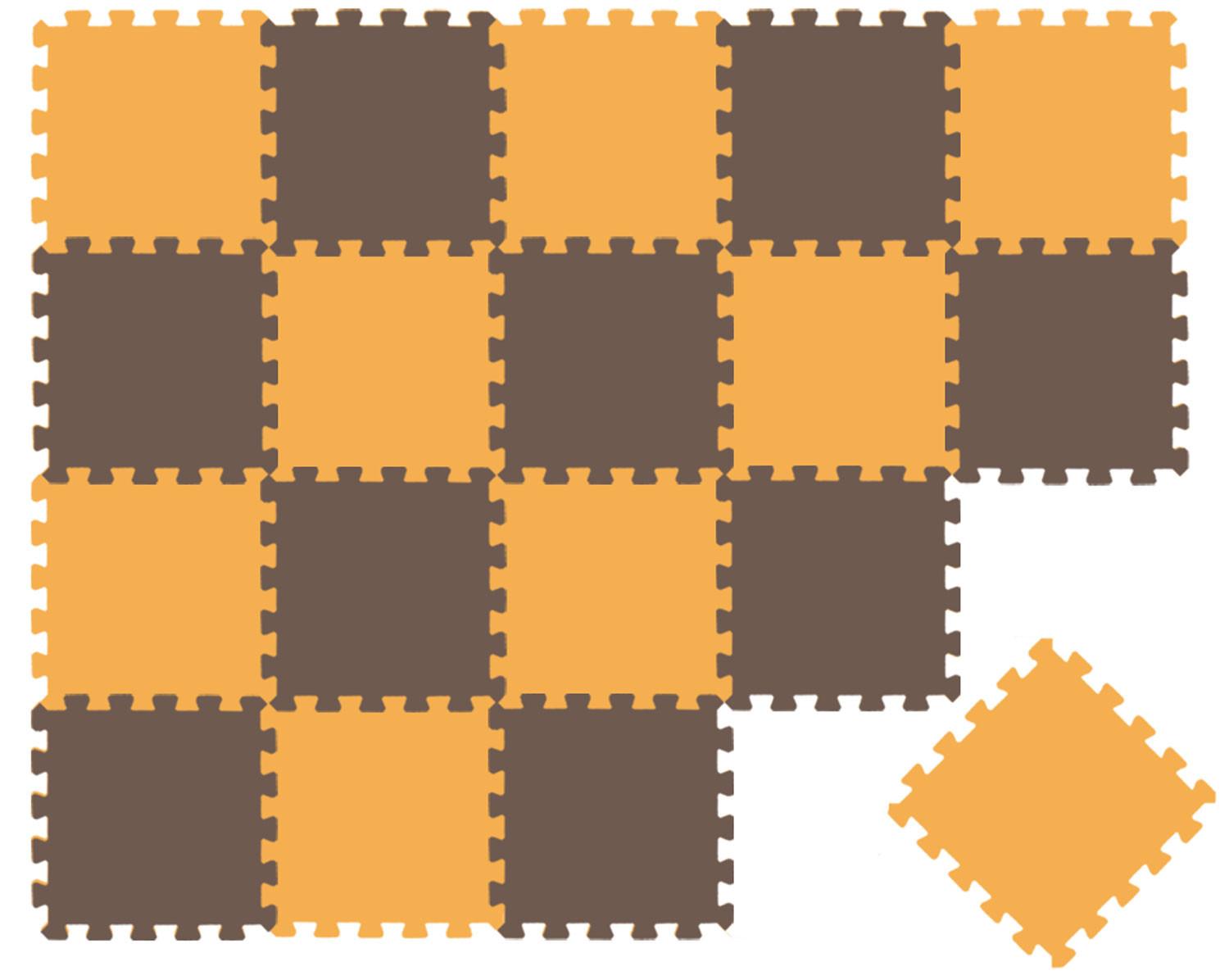 SPIELMATTE ab Null - 180/90/1 cm Puzzlematte Blau - Gelb/Braun, Kunststoff (30/30cm) - Littletom