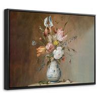 LEINWAND Bilder mit Rahmen - Alte Meister - Blumen - Balthasar van der Ast - 40x30 - Hellbraun, Textil (40/30cm) - MuchoWow