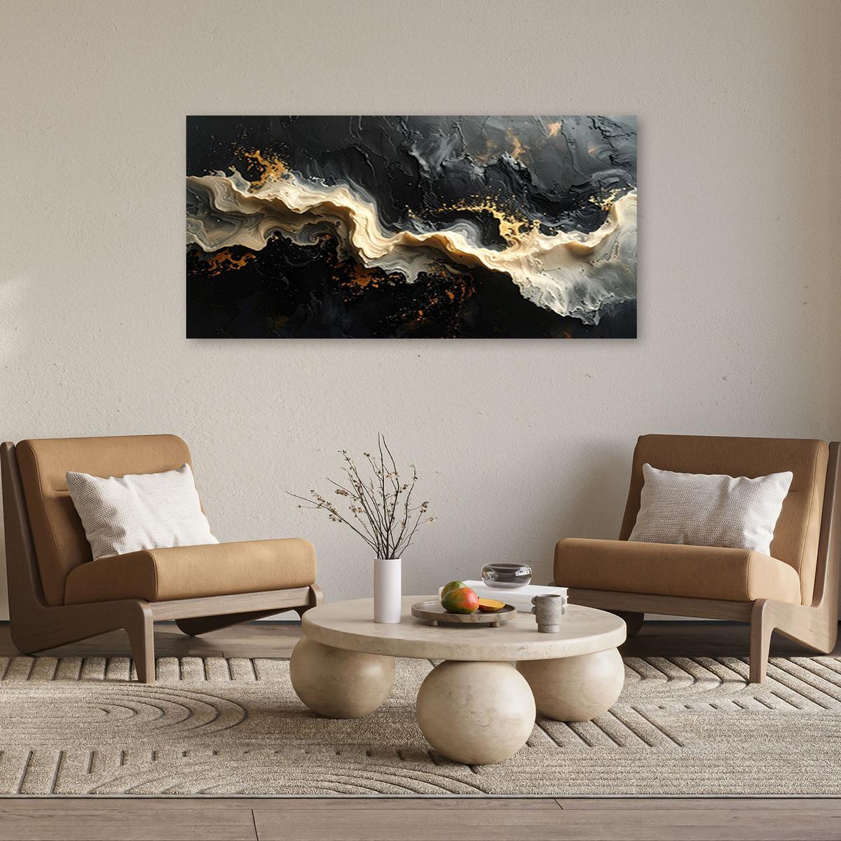 LEINWANDBILD Abstraktion 80x40cm - Schwarz, Textil (80/40cm) - Feeby