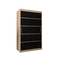 SCHWEBETÜRENSCHRANK 200/120/62 2-türig - Silberfarben/Schwarz, Holz/Kunststoff (120/200/62cm) - MÖBEL KRYSPOL
