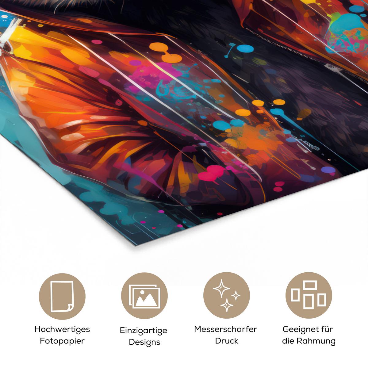 POSTER Panda - Jacke - Graffiti - Orange Wandbilder 30x40 cm - Orange, Papier (30/40/0.1cm) - MuchoWow