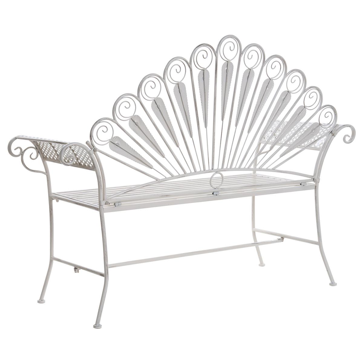 GARTENBANK 146 cm Metall Cremeweiß Pavia - Creme/Weiß, Metall (146/107/50cm) - Beliani