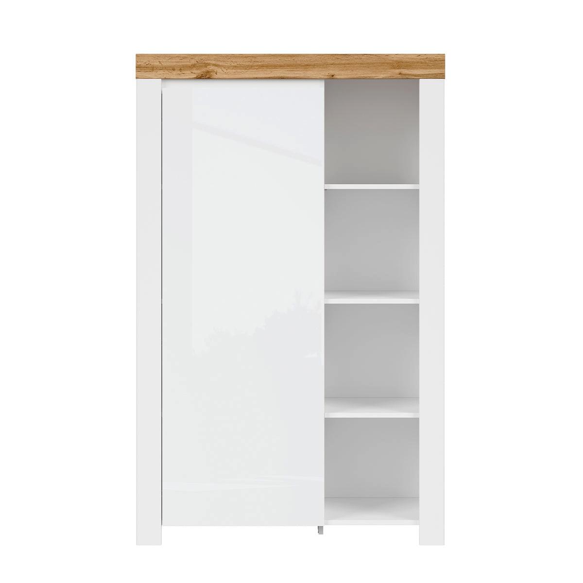 SCHRANK 1 Tür Hella Weiß und Holz - Weiß, Holzwerkstoff (98/157/42cm) - Petits-meubles