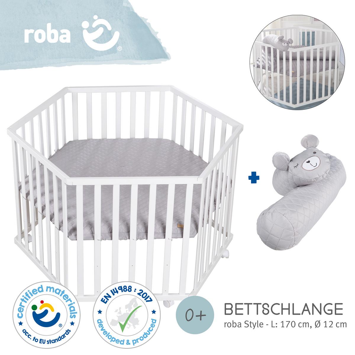 LAUFGITTER inkl. Bettschlange roba Style grau - Weiß, Holzwerkstoff (118.5/72.5/103.5cm) - Roba