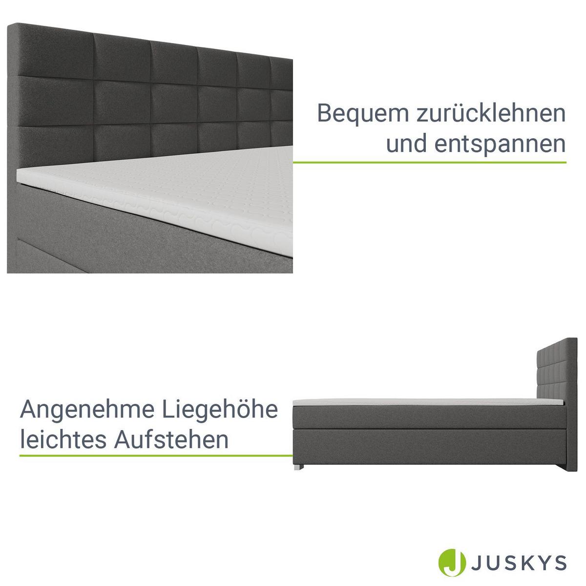 BOXBETT Seattle hellgrau 180x200 cm Malmo-Stoff - Hellgrau, Textil (180/200cm) - Juskys
