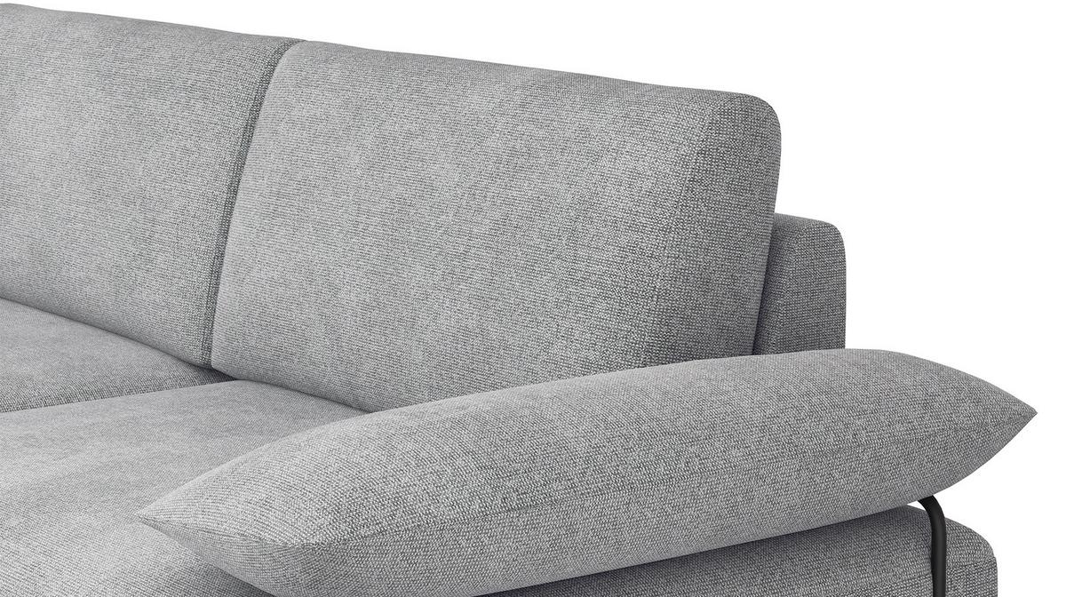 SOFA LORI 3-Sitzer, silberfarben - Silberfarben/Schwarz, Holzwerkstoff/Textil (245/87/96cm) - Wozimo