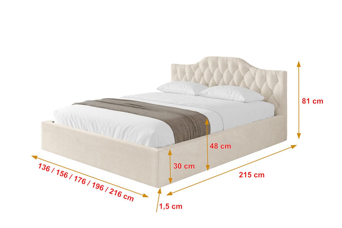 POLSTERBETT mit Bettkasten und Lattenrost, Bett mit Matratze H3/H4 - FALIO-V1 120x200 Beige - Creme, Holzwerkstoff/Textil (120/200cm) - ALTDECOR