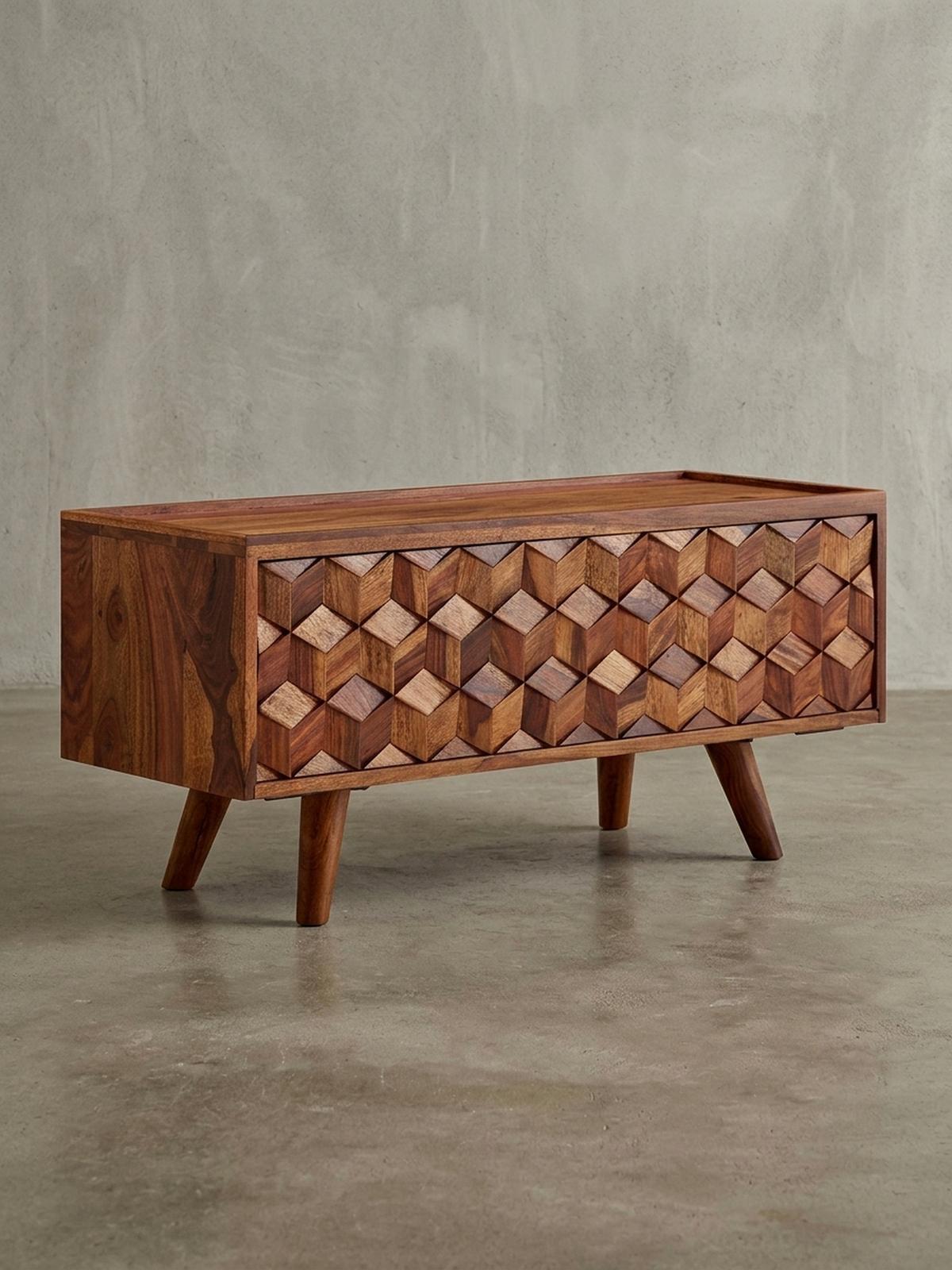 LOWBOARD Massivholz Landhausstil Modell Oasis für Fernseher bis 50 Zoll mit Kabeldurchlass - Braun, Holz (92/44/35cm) - KADIMA DESIGN