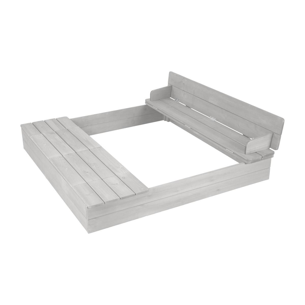 SANDKASTEN aufklappbare Sitzbank + Spielwannen grau - Grau, Holz (120/125/20.5cm) - Roba