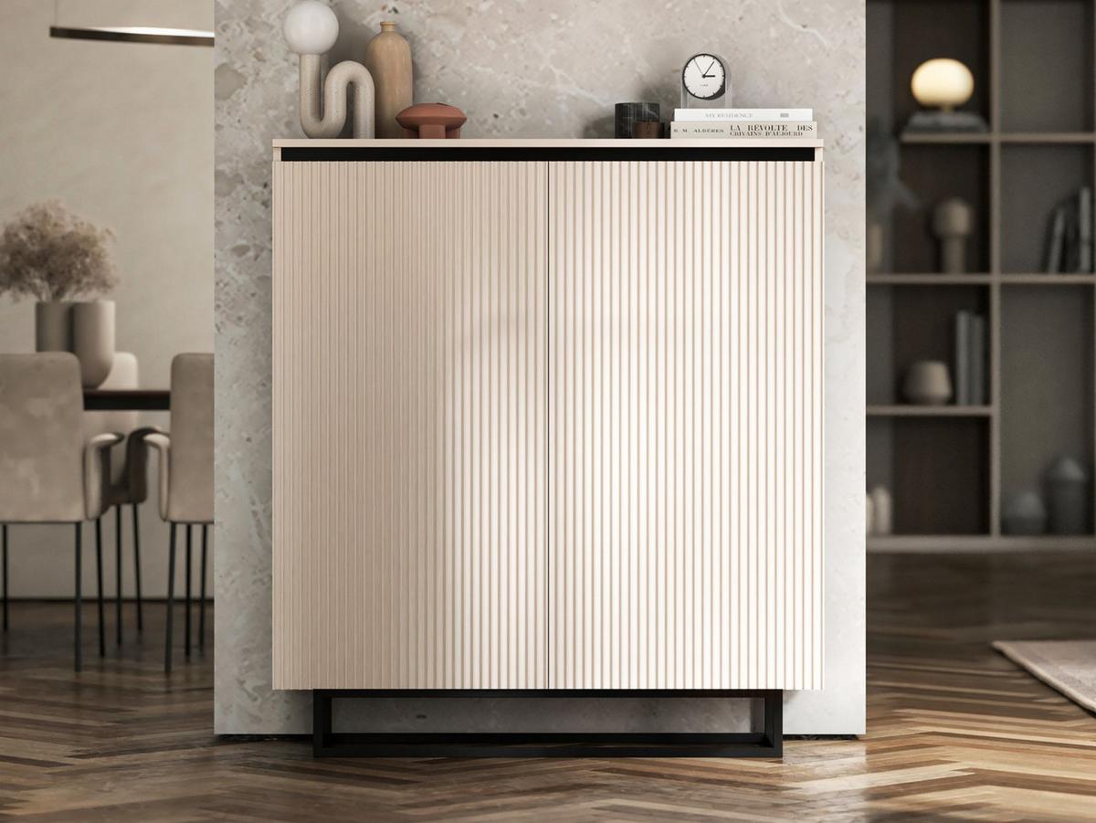 HIGHBOARD Selene 2D Kachmir Matt 111 cm - Kaschmir/Schwarz, Holzwerkstoff/Metall (111/125/35cm) - Meble Lindner
