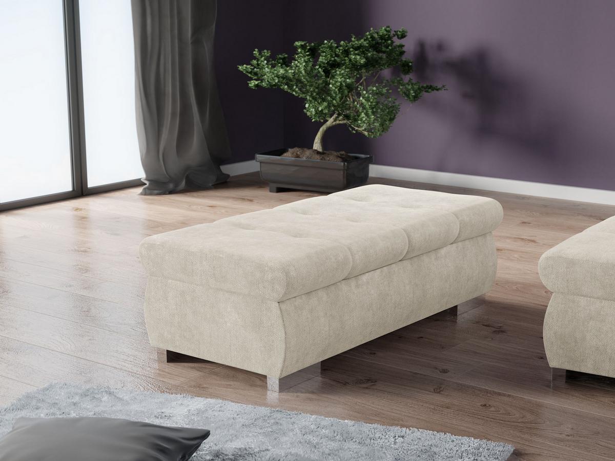 POLSTERHOCKER Orkan Groß - Silberfarben/Creme, Holz/Textil (120/39/60cm) - MIRJAN24