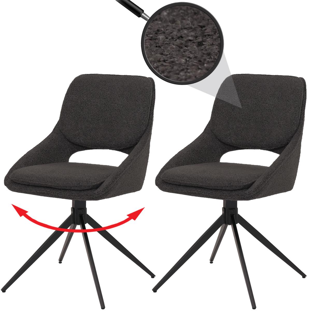 ESSZIMMERSTUHL Grau 2er-Set - Dunkelgrau/Grau, Textil (55/87/55cm) - MCW