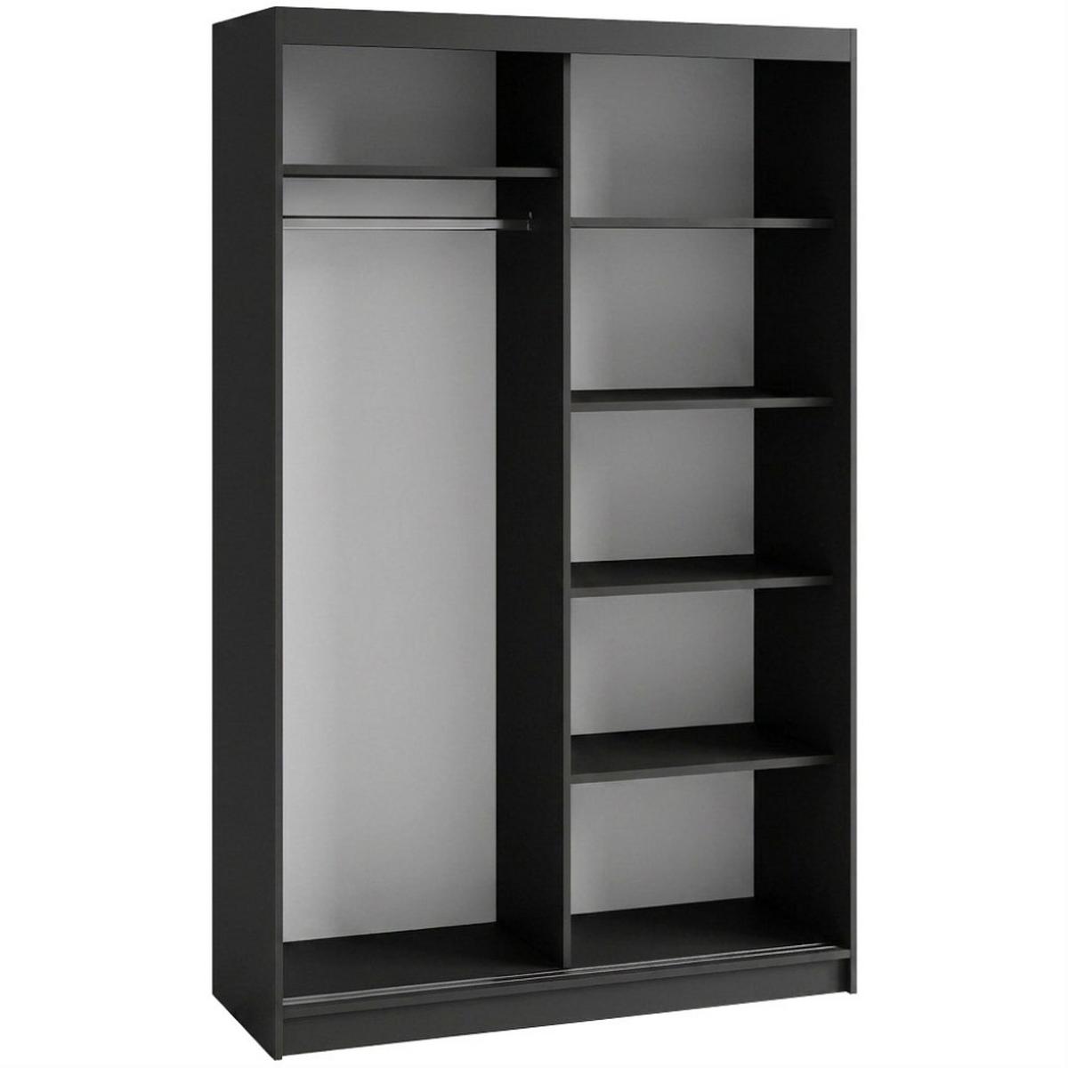 SCHWEBETÜRENSCHRANK Donatello mit 2 Türen. 120 cm, Schwarz+eiche Artisan - Schwarz/Eiche Artisan, Holzwerkstoff (120/205/60cm) - Beautysofa