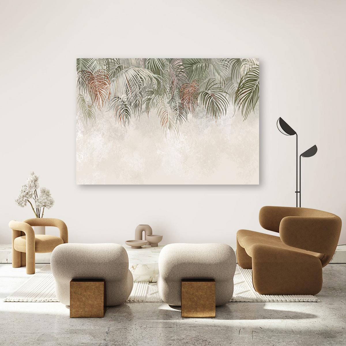 WANDBILD palmenblätter - Beige, Textil (60/40cm) - Feeby