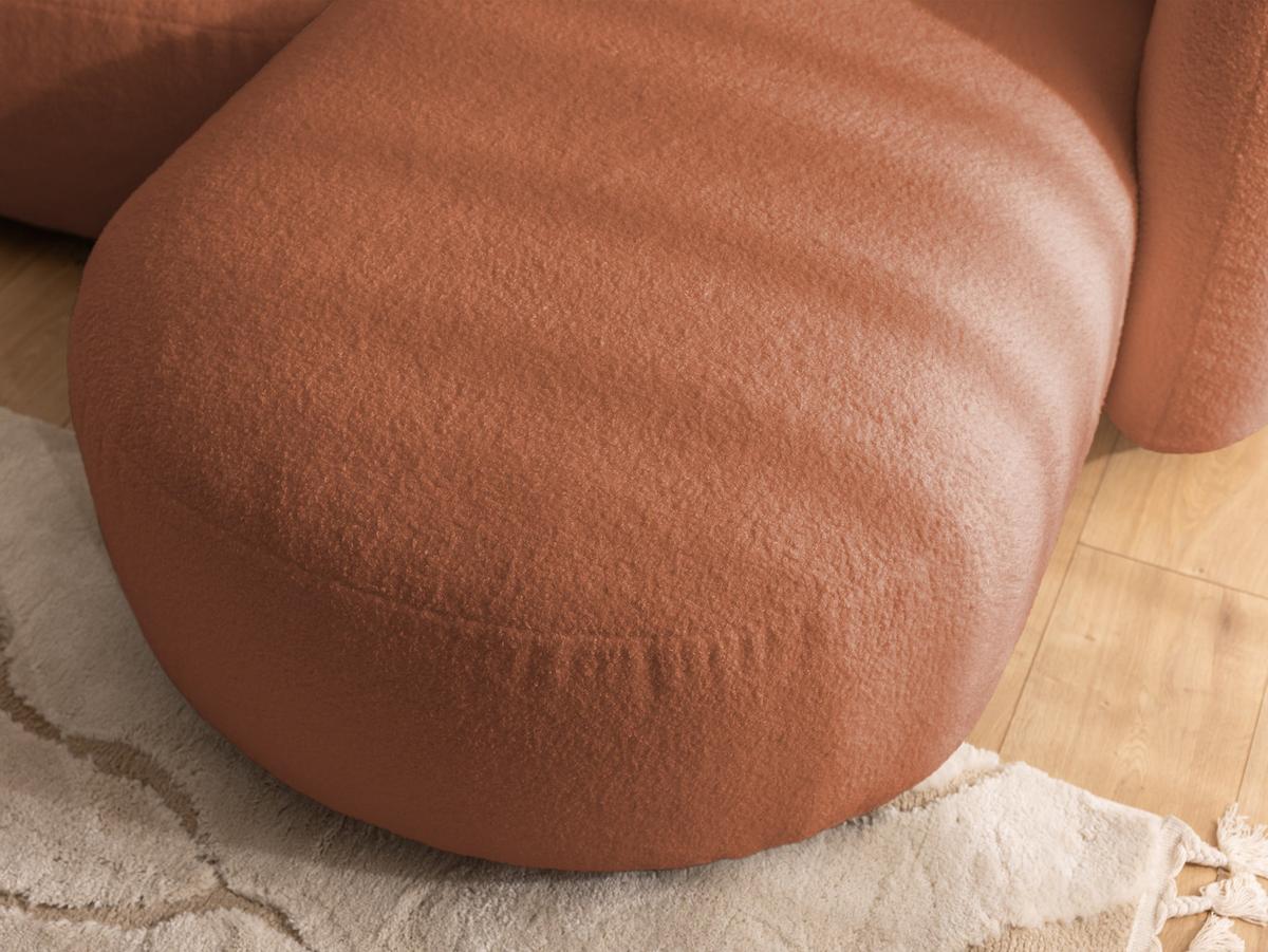 ECKSOFA Nuvola mit abgerundetem Design Terrakotta Bouclé-Stoff - Ottomane Rechts - Terracotta/Schwarz, Holz/Kunststoff (190/146cm) - S-Style Möbel